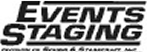 Black and white logo with the words Events Staging in bold letters, and smaller text underneath reading Division of George & Steinmetz Inc.