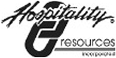 Black and white logo with stylized text: Hospitality Resources Incorporated. The word Hospitality is written in script above a large, overlapping H and R.