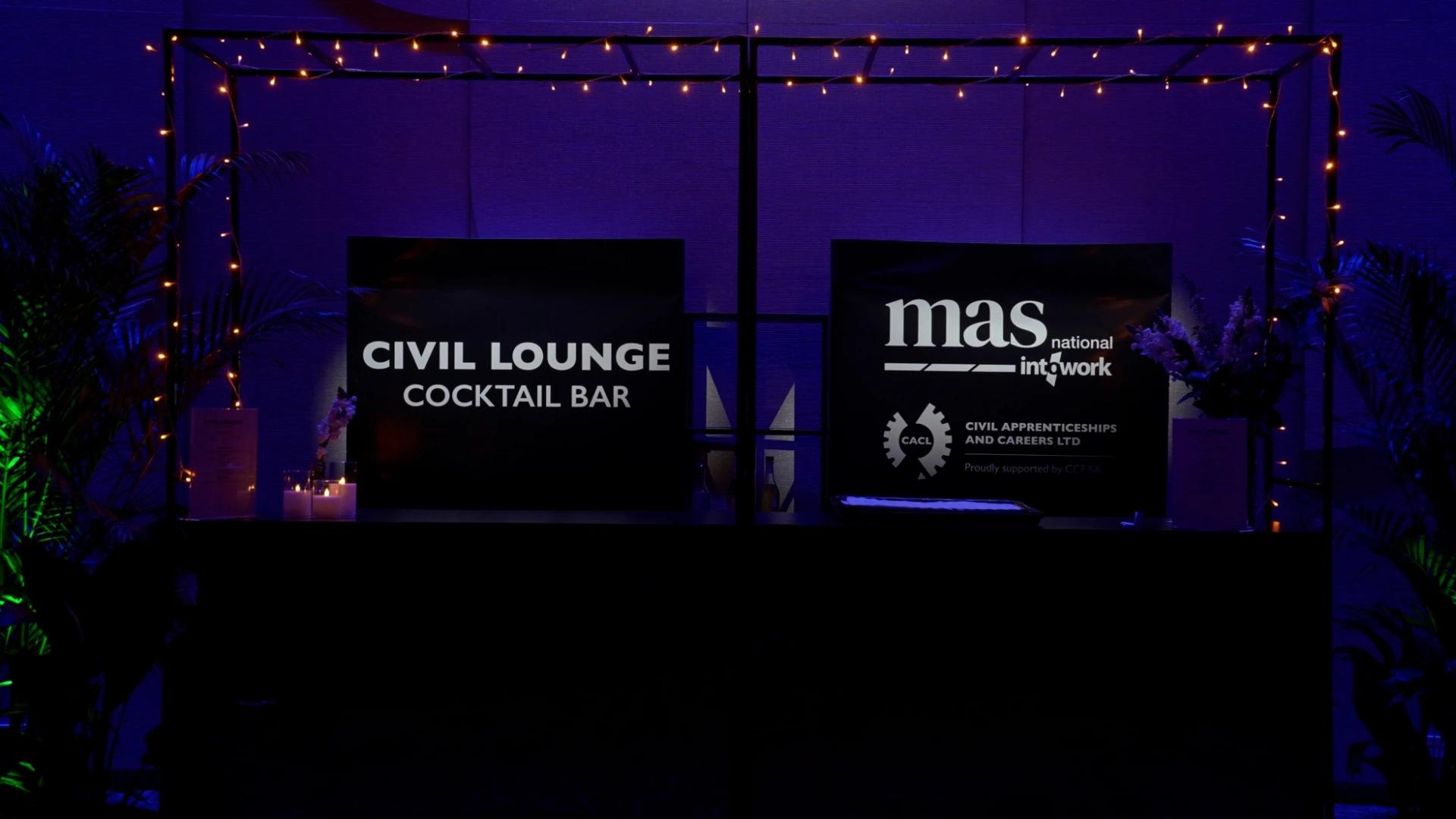 CCF South Australia, Civil Train and Civil Apprenticeships branded media wall at an event - Encore APAC
